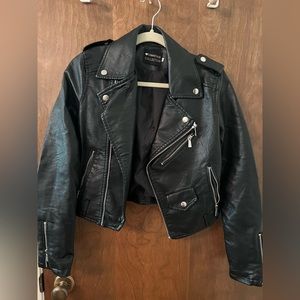 Faux leather moto jacket